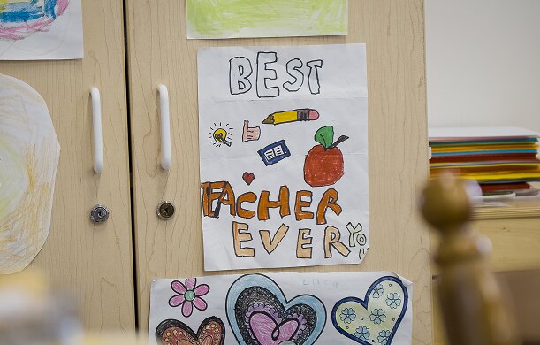 Hand-drawn "Best Teacher Ever" card made by a student